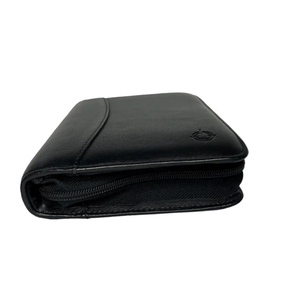 Franklin Covey Black Full Grain Nappa Leather USA Device Holder Zip Binder Tabs - Picture 12 of 15